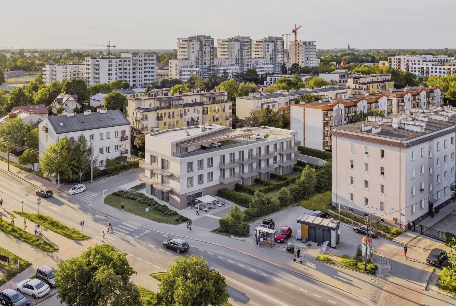 Powstańców 44 · widok z lotu ptaka na okolicę · wizualizacja poglądowa